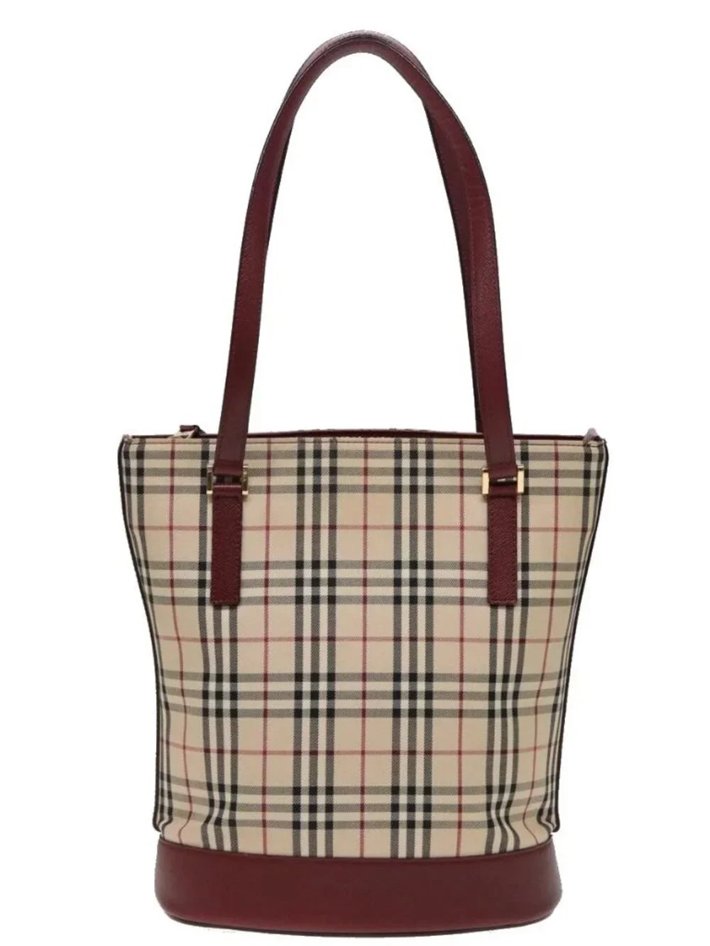 BURBERRY Nova Check Tote Bag Canvas Beige Auth mr278 - Picture 2 of 16